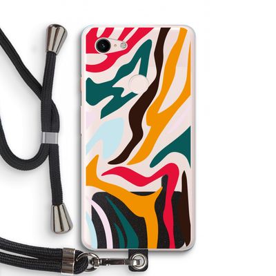 Colored Zebra: Pixel 3 XL Transparant Hoesje met koord