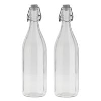 Bormioli rocco waterfles met beugeldop - Set van 10x stuks - helder transparant - 1000 ml - Giara ho