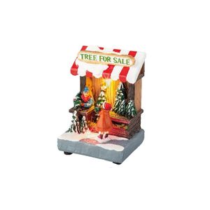 Kerstdorp kersthuisjes kerstbomen winkeltje met verlichting 8 x 11 cm   -