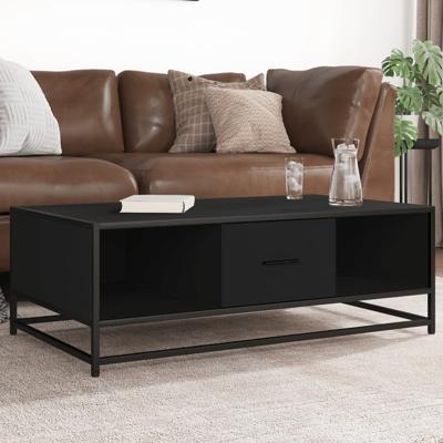 Salontafel 100x57x35 cm bewerkt hout en metaal zwart