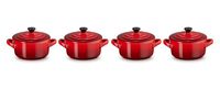 Le Creuset Serveerpan / Mini Braadpan Signature - Kersenrood - ø 10 cm / 250 ml - 4 stuks