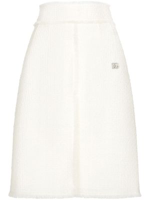 Dolce & Gabbana jupe en tweed à taille haute - Blanc