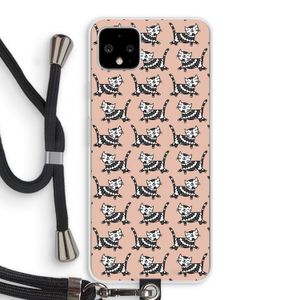 Zwarte poes: Pixel 4 XL Transparant Hoesje met koord