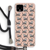 Zwarte poes: Pixel 4 XL Transparant Hoesje met koord
