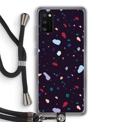 Dark Rounded Terrazzo: Samsung Galaxy A41 Transparant Hoesje met koord