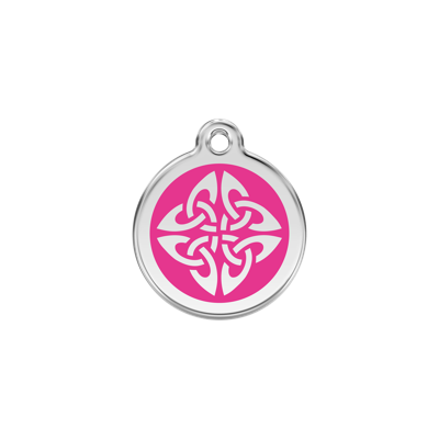 Tribal Arrows Hot Pink roestvrijstalen hondenpenning small/klein dia. 2 cm - Reddingo