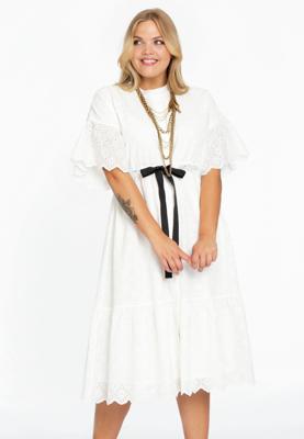 Yoek Jurk broderie anglaise | Wit | Maat 58/60