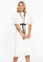 Yoek Jurk broderie anglaise | Wit | Maat 50/52