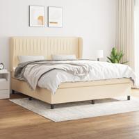 Boxspring met matras stof crèmekleurig 180x200 cm