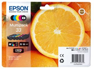 Epson Oranges 33 CMYK/PHBK 5-pack inktcartridge 1 stuk(s) Origineel Normaal rendement Zwart, Cyaan, Magenta, Foto zwart, Geel