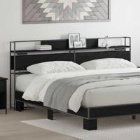 Opberghoofdbord met plank Zwart eiken 180 cm Bewerkt hout