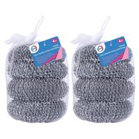 Schuursponsjes - RVS - 8x - staalspons - sponzen - 6 cm