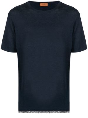Alanui t-shirt en lin à bords francs - Bleu