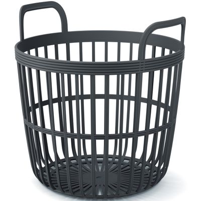 Draadmand/wasmand/opbergmand - van stevig kunststof - antraciet - D42 x H42 cm