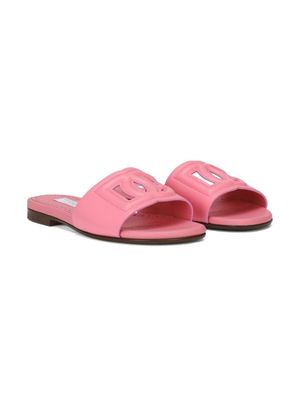 Dolce & Gabbana Kids claquettes DG Millennials en cuir - Rose