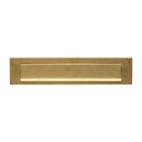 Intersteel briefplaat 340x75mm met klep/regenrand - PVD messing getrommeld