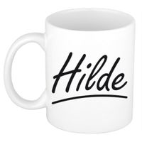 Naam cadeau mok / beker Hilde met sierlijke letters 300 ml