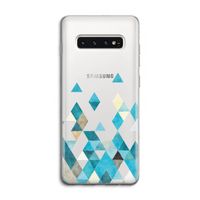 Gekleurde driehoekjes blauw: Samsung Galaxy S10 4G Transparant Hoesje Gekleurde driehoekjes blauw: Samsung Galaxy S10 4G Transparant Hoesje