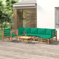 7-delige Loungeset met kussens bamboe groen