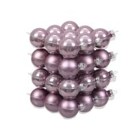 36x stuks glazen kerstballen salie paars (lilac sage) 4 cm mat/glans