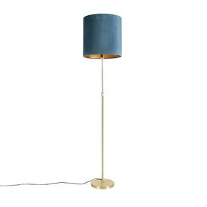 QAZQA Vloerlamp goud|messing met velours kap blauw 40|40 cm - Parte