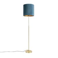 QAZQA Vloerlamp goud|messing met velours kap blauw 40|40 cm - Parte