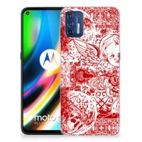 Silicone Back Case Motorola Moto G9 Plus Angel Skull Rood