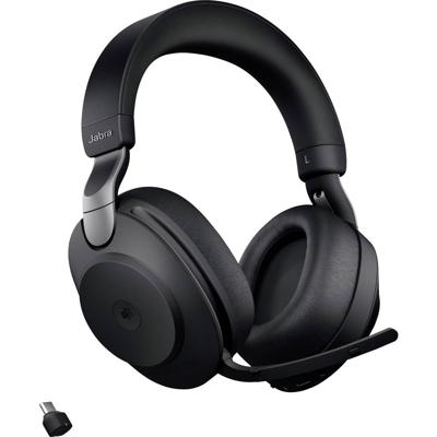 Jabra Evolve2 85 MS Telefoon Over Ear headset Bluetooth, Kabel Stereo Zwart Ruisonderdrukking (microfoon) Volumeregeling, Indicator voor batterijstatus,