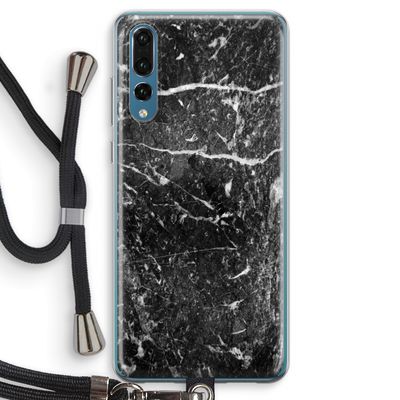 Zwart marmer: Huawei P20 Pro Transparant Hoesje met koord