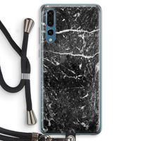 Zwart marmer: Huawei P20 Pro Transparant Hoesje met koord