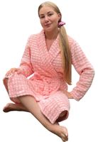 Damesbadjas peach - zacht fleece-xl
