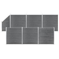Schuttingset 6 vierkant en 1 schuin 1138x186 cm HKC grijs