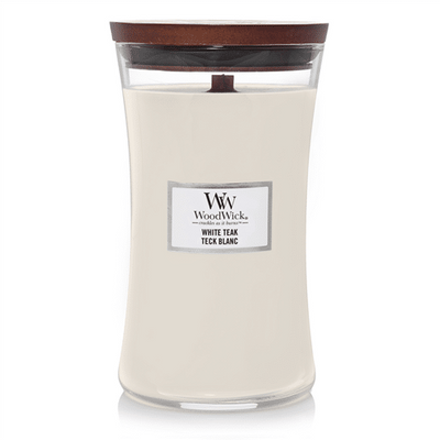 WoodWick Hourglass Large Geurkaars - White Teak