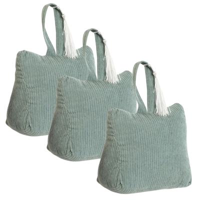 Deurstopper Rib - 3x - met kwast - mintgroen - polyester - 15 x 8 x 14 cm - 1 kg