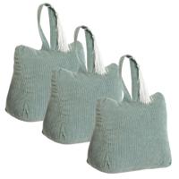 Deurstopper Rib - 3x - met kwast - mintgroen - polyester - 15 x 8 x 14 cm - 1 kg