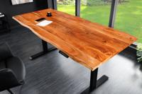 In hoogte verstelbaar bureau MAMMUT 180cm Acacia massief houten boomrand handgemaakt - 44822