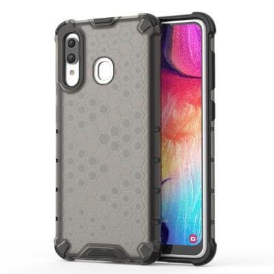 Schokbestendige honingraat PC + TPU Case voor Galaxy A30 (zwart)