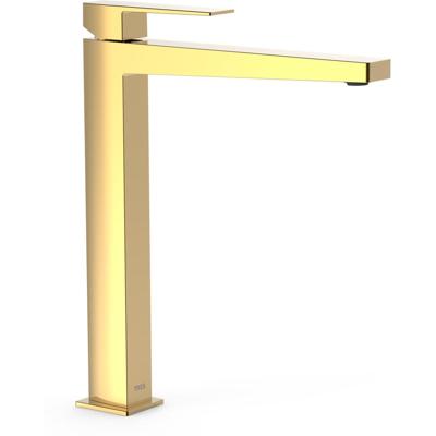 Wastafelkraan Tres Slim | Opbouw | Mengkraan | Hoog model | 1-hendel | Vierkant | 24k Goud glans