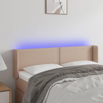Hoofdbord LED 147x16x78/88 cm kunstleer cappuccinokleurig