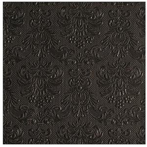 Servetten - 15x st - luxe print zwart - 40 x 40 cm - tafel diner/lunch servetten
