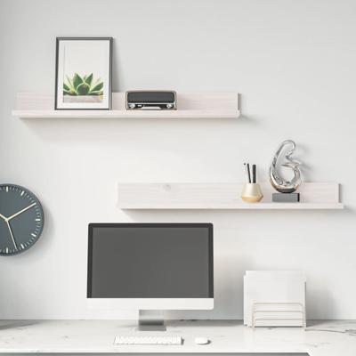 Wandkasten 2 st 80x11x9 cm massief grenenhout wit