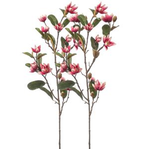 Kunstbloem Magnolia Pearl tak - 2x - 87 cm - fuchsia - Kunst zijdebloemen