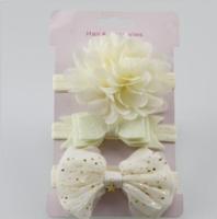 3 in 1Children Bow bloem hoofdband haar band haar ring Lees Tiara (beige)