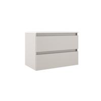 Adema Chacito Badkamermeubelset - 80x39.5x55cm - ondiep - 2 lades - greeploos - wastafel glans wit - 1 kraangat - mat cotton (beige) SW1212814/SW7090