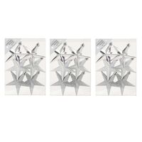 24x stuks kunststof kersthangers sterren zilver 10 cm kerstornamenten - Kersthangers - thumbnail