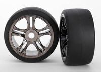 Tires & wheels, assembled, glued (split-spoke, black chrome) (rear)(TRX-6477)