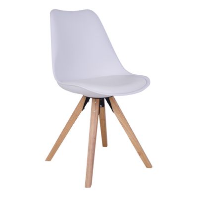 UP eetkamerstoel, wit PU-leer met houten onderstel UP eetkamerstoel, wit PU-leer met houten onderstel