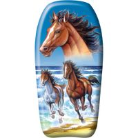 Bodyboard paarden - kunststof - bruin/blauw - 82 x 46 cm   - - thumbnail