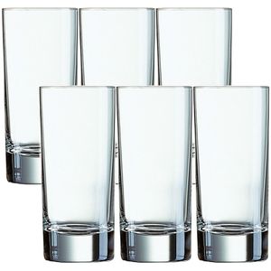 18x Stuks transparante drinkglazen/longdrinkglazen 220 ml van glas