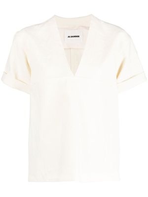 Jil Sander blouse à col v - Tons neutres